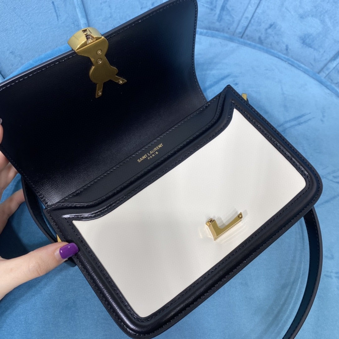 YSL SOLFERINO SMALL SATCHEL IN CANVAS AND BOX SAINT LAURENT LEATHER