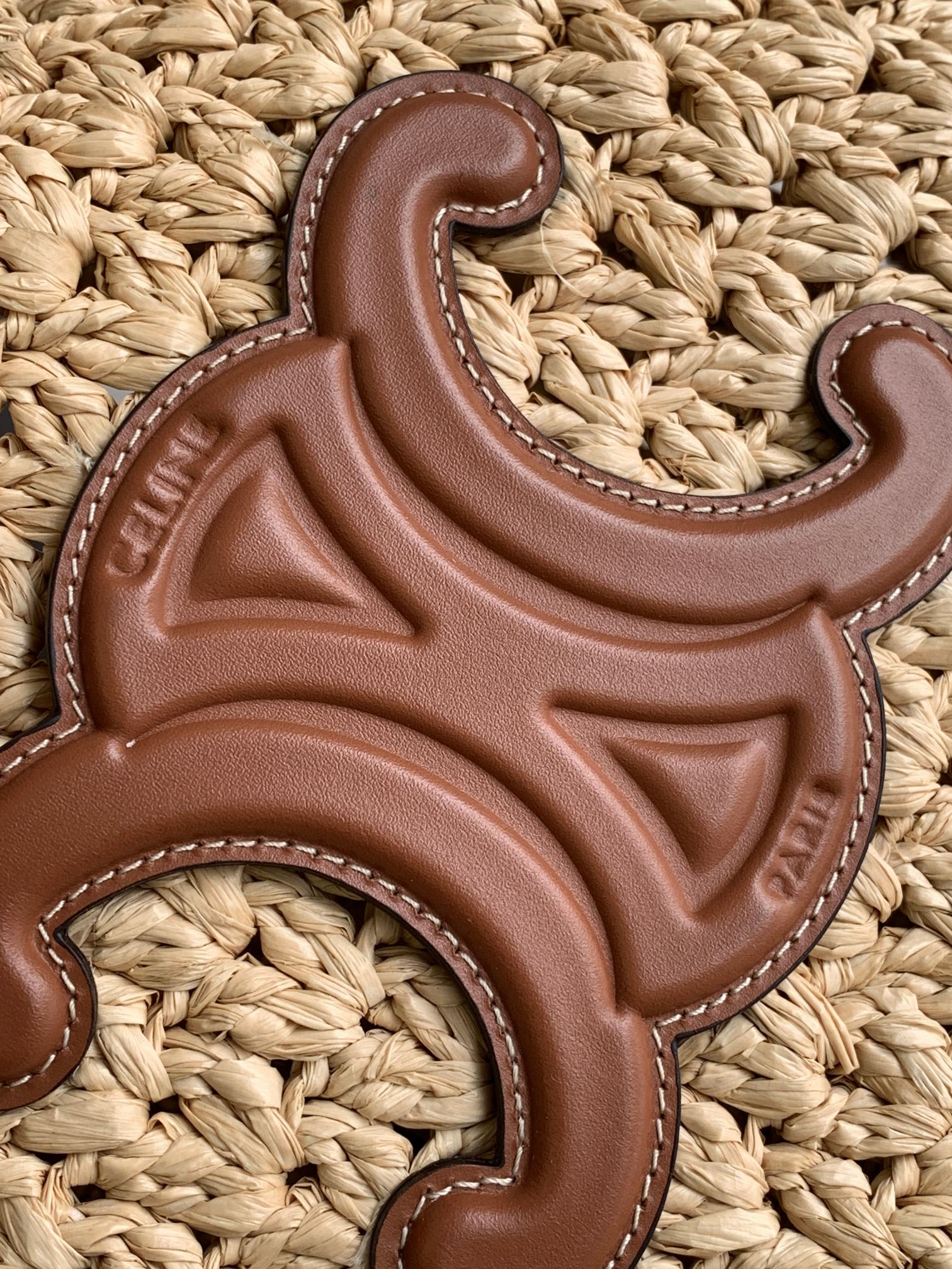 Ce**e classic panier hobo bag in raffia and calfskin