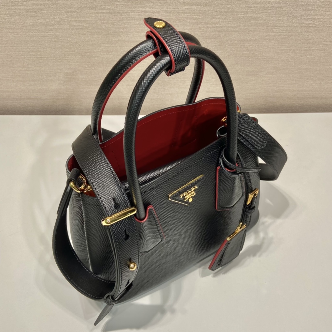 Pra*a double saffiano leather mini bag
