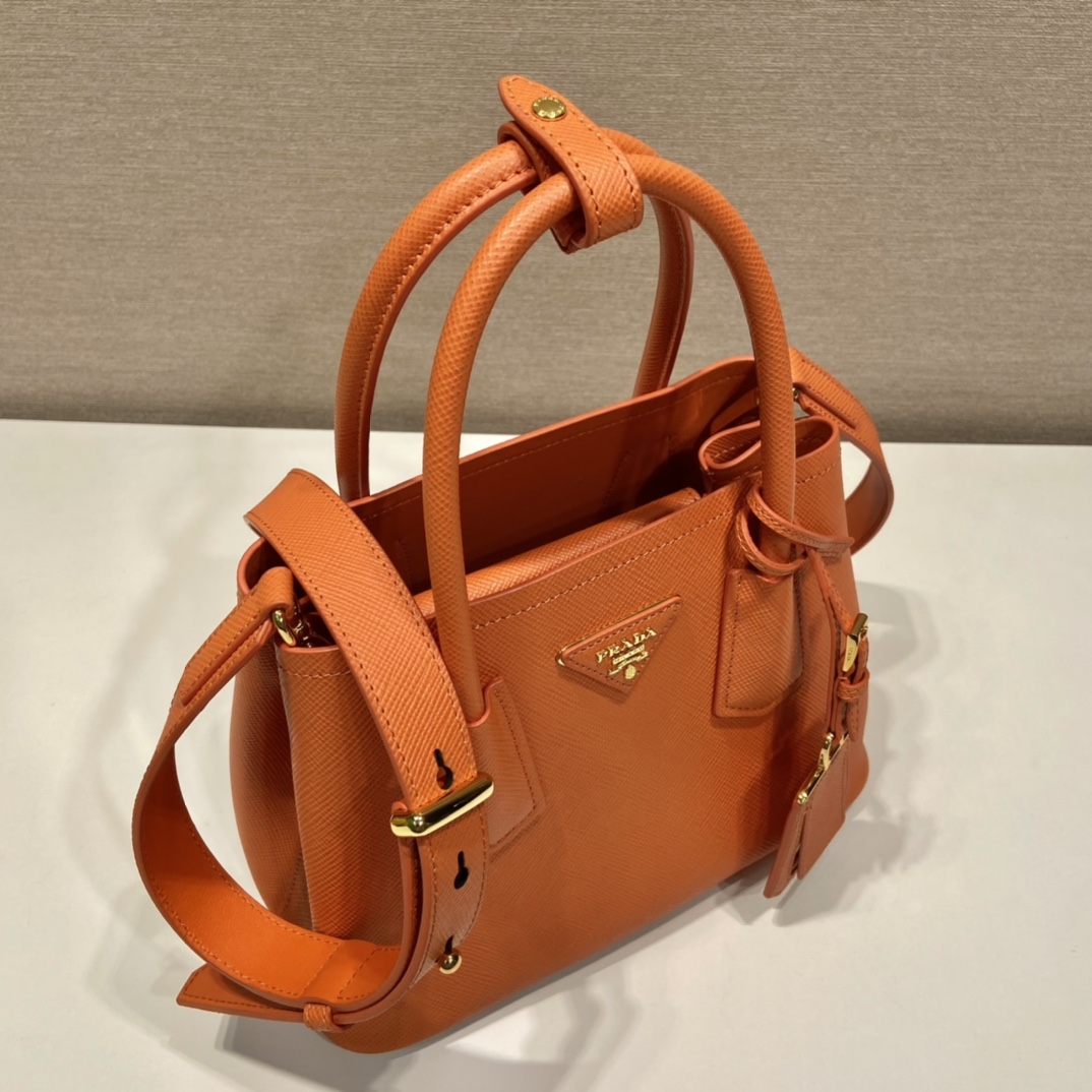 Pra*a double saffiano leather mini bag