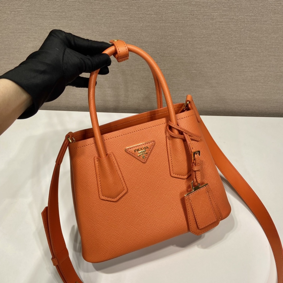 Pra*a double saffiano leather mini bag