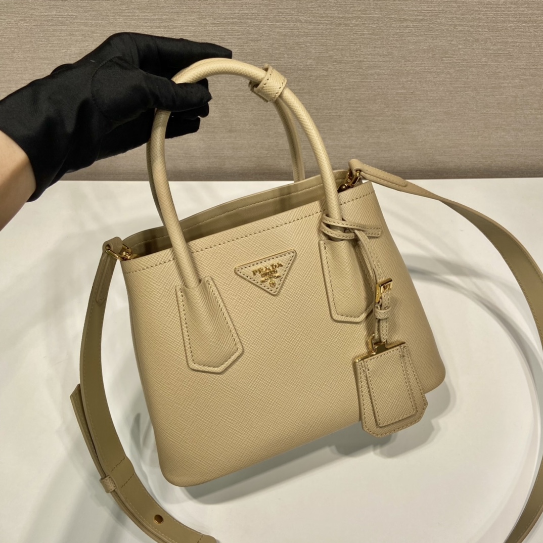 Pra*a double saffiano leather mini bag