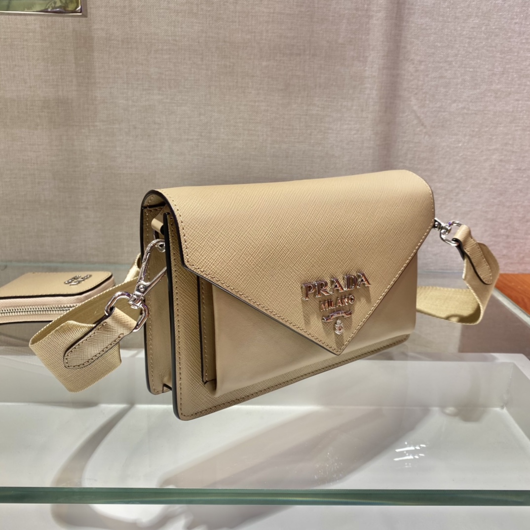 Pra*a saffiano leather mini envelope bag