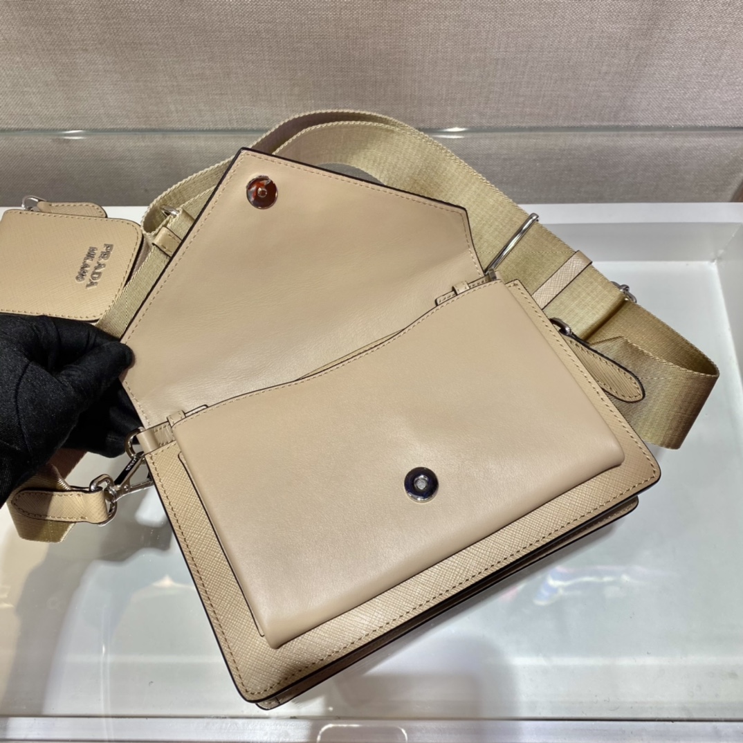 Pra*a saffiano leather mini envelope bag