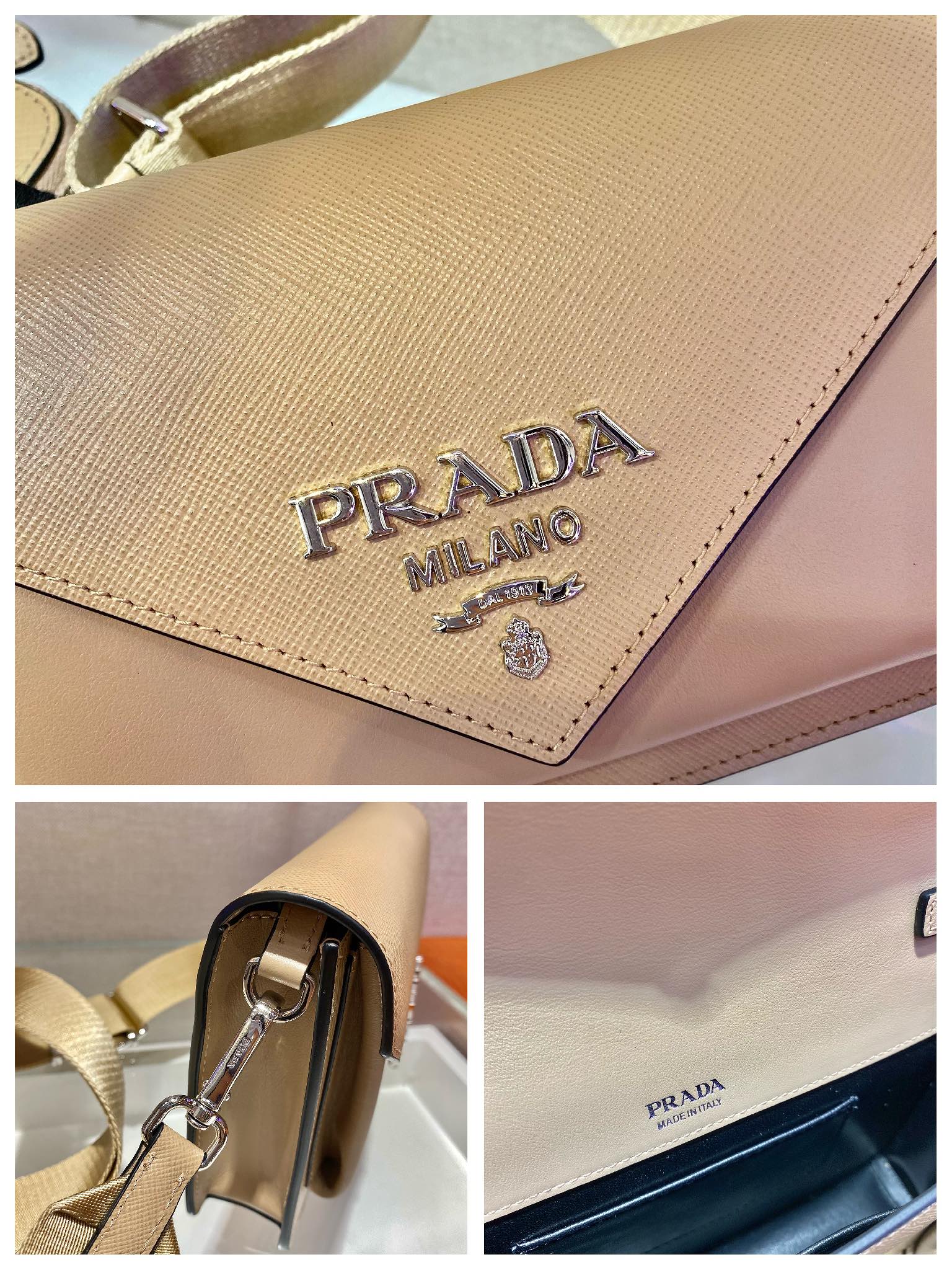 Pra*a saffiano leather mini envelope bag