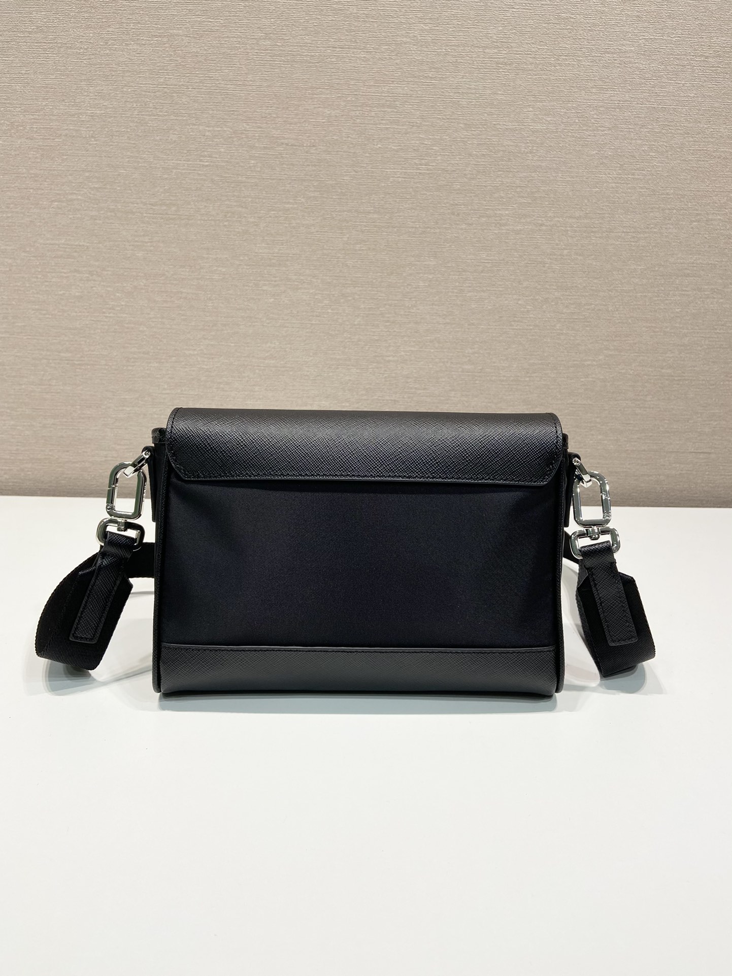 Pra*a re-nylon and leather shoulder bag
