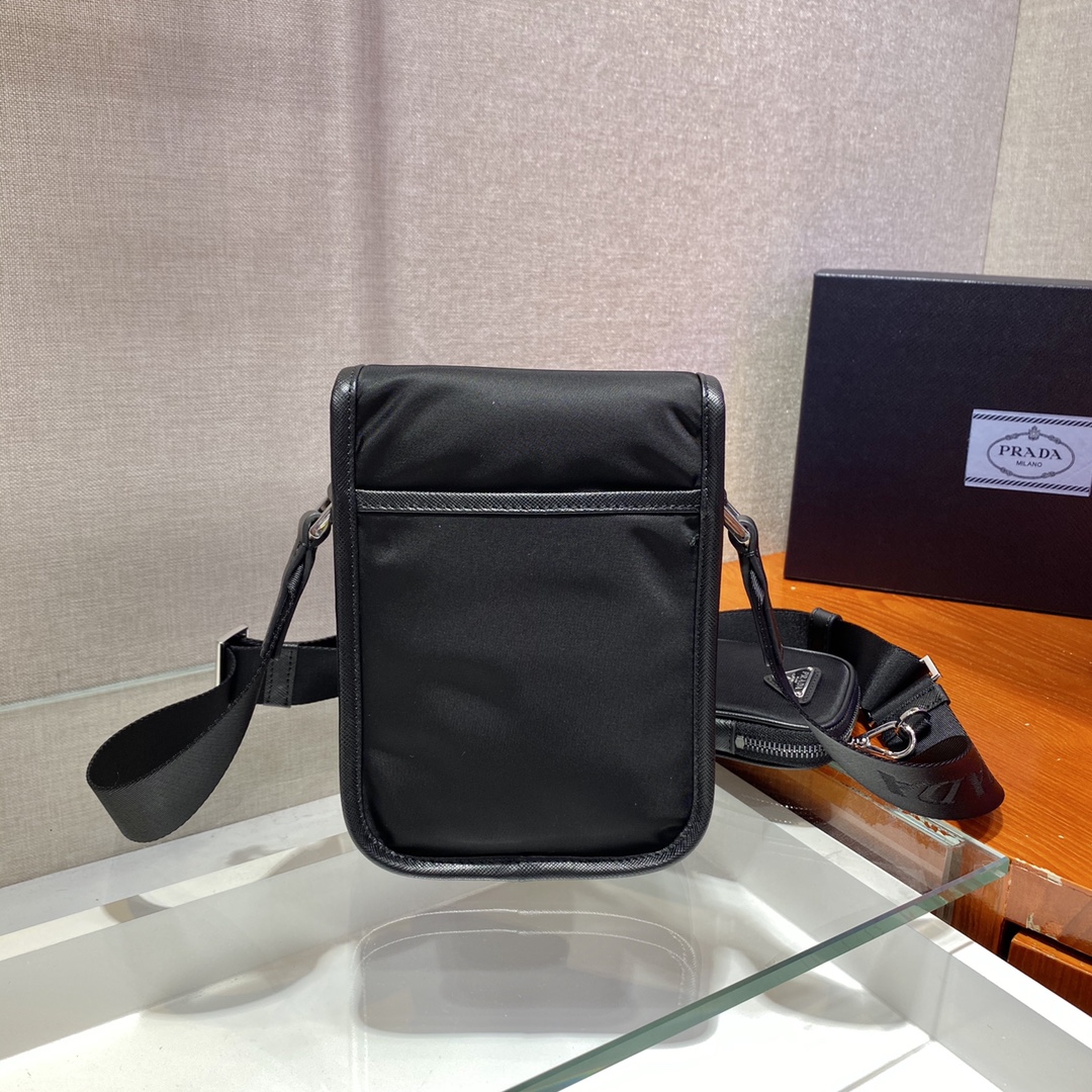 Pra*a saffiano & re-nylon smartphone case bag
