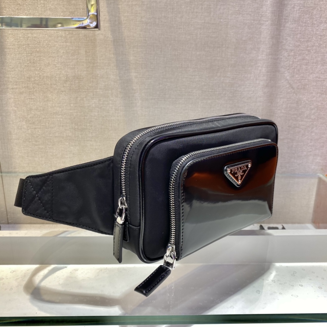 Pra*a re-nylon and saffiano leather belt bag
