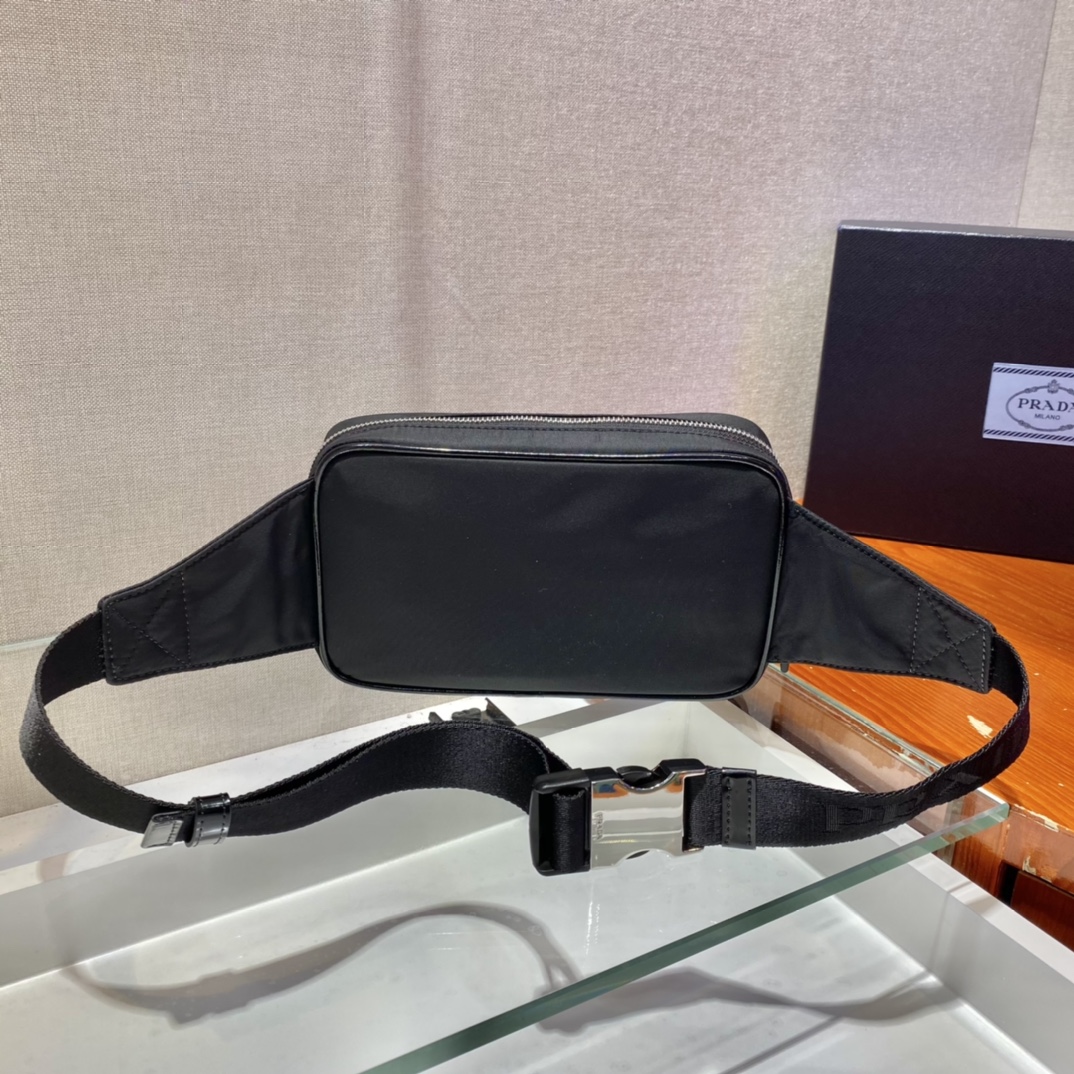 Pra*a re-nylon and saffiano leather belt bag