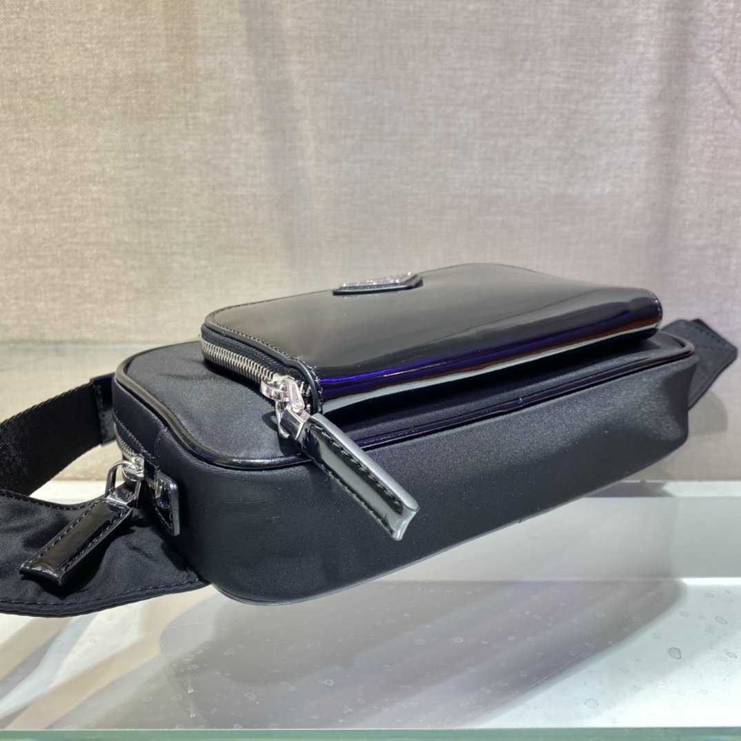 Pra*a re-nylon and saffiano leather belt bag