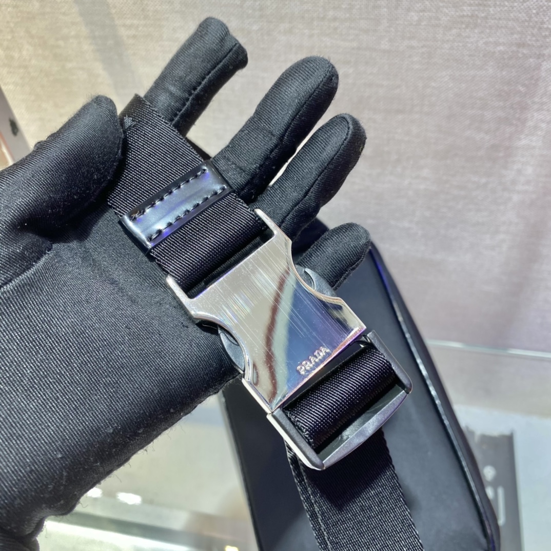 Pra*a re-nylon and saffiano leather belt bag