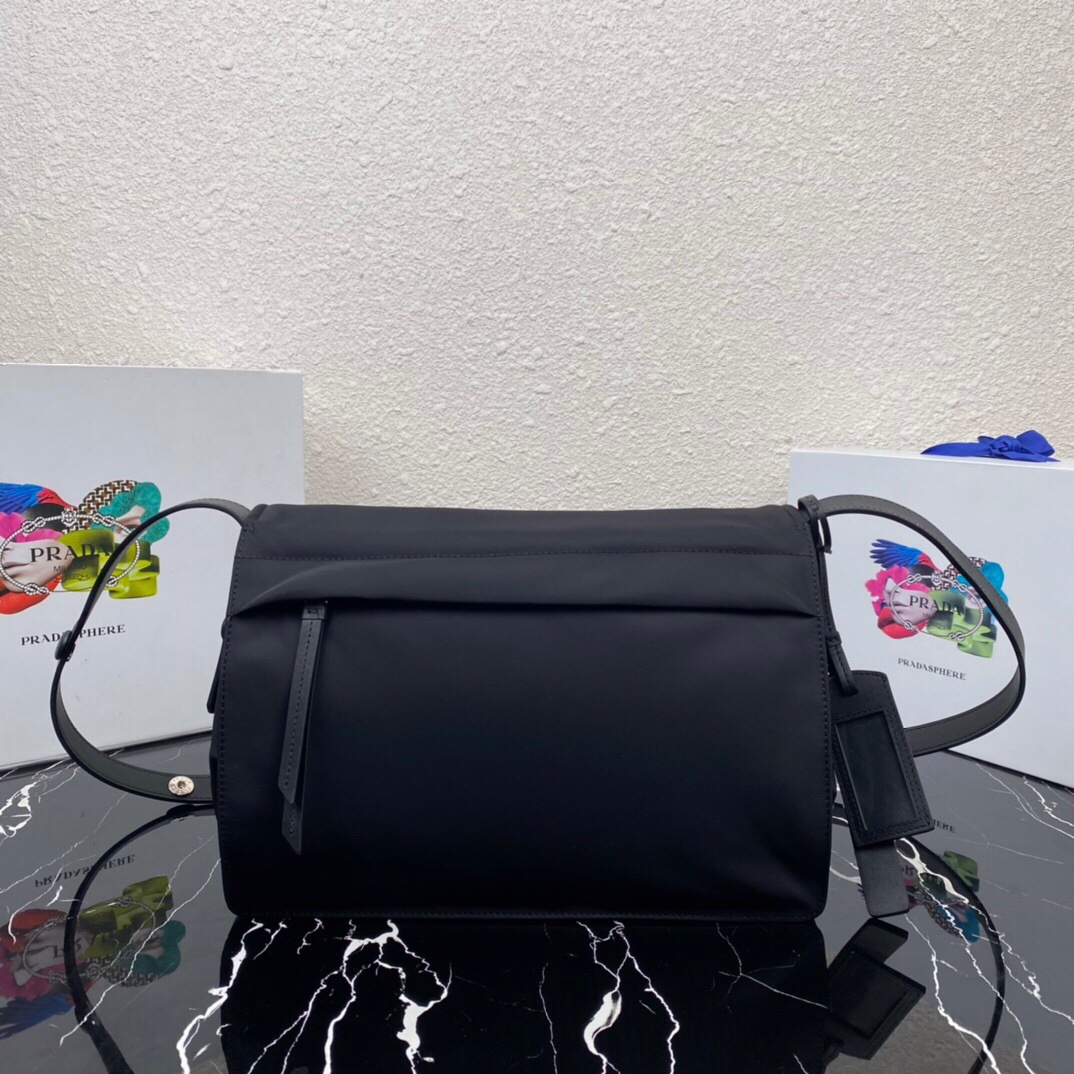 Pra*a black medium padded re-nylon shoulder bag