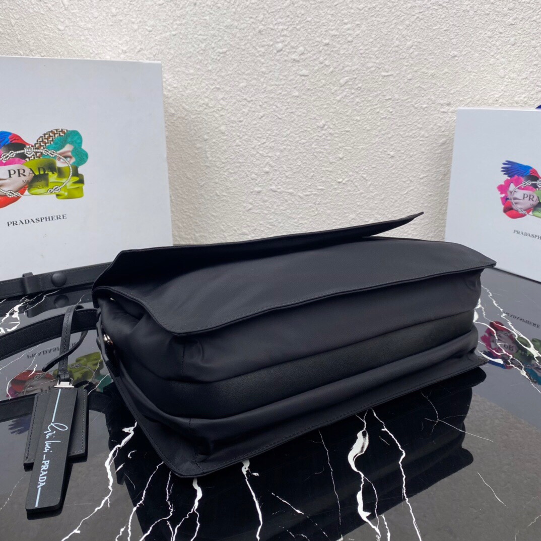 Pra*a black medium padded re-nylon shoulder bag