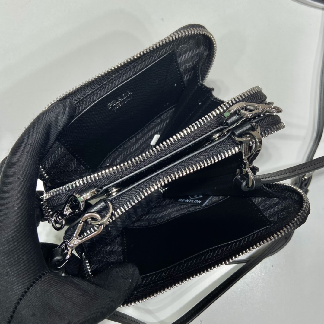 Pra*a saffiano leather mini pouch