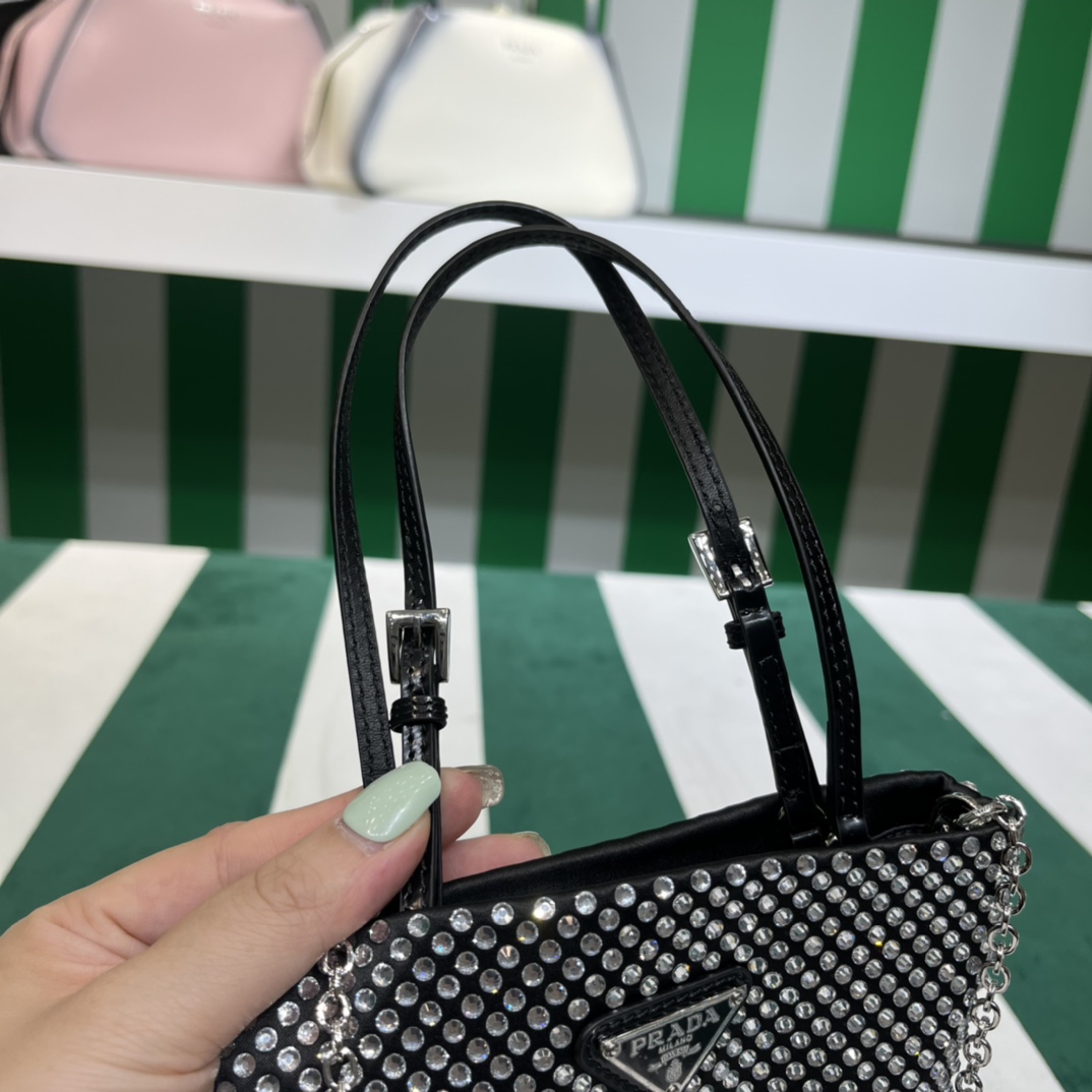 Pra*a satin handbag with crystals