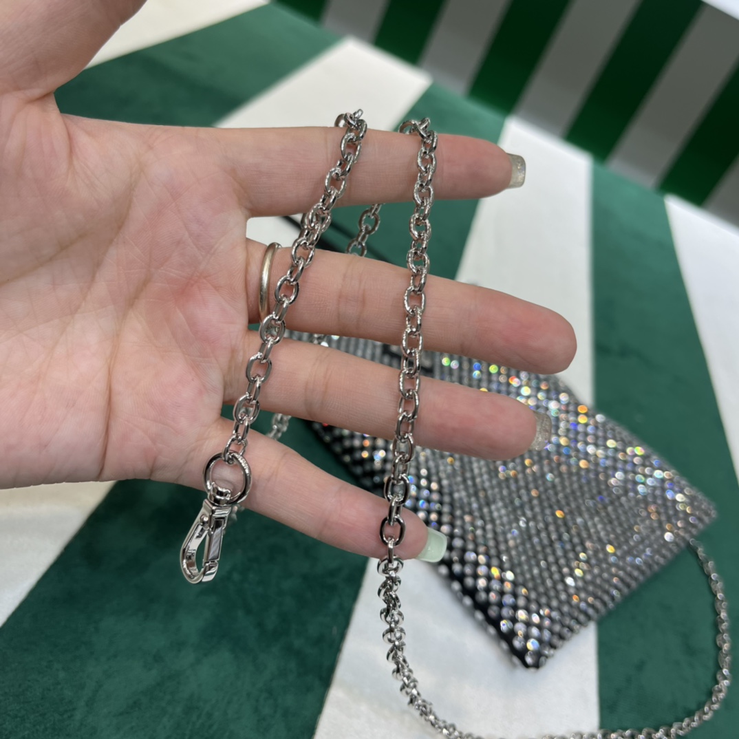 Pra*a satin handbag with crystals