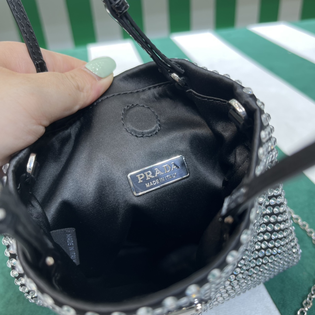 Pra*a satin handbag with crystals