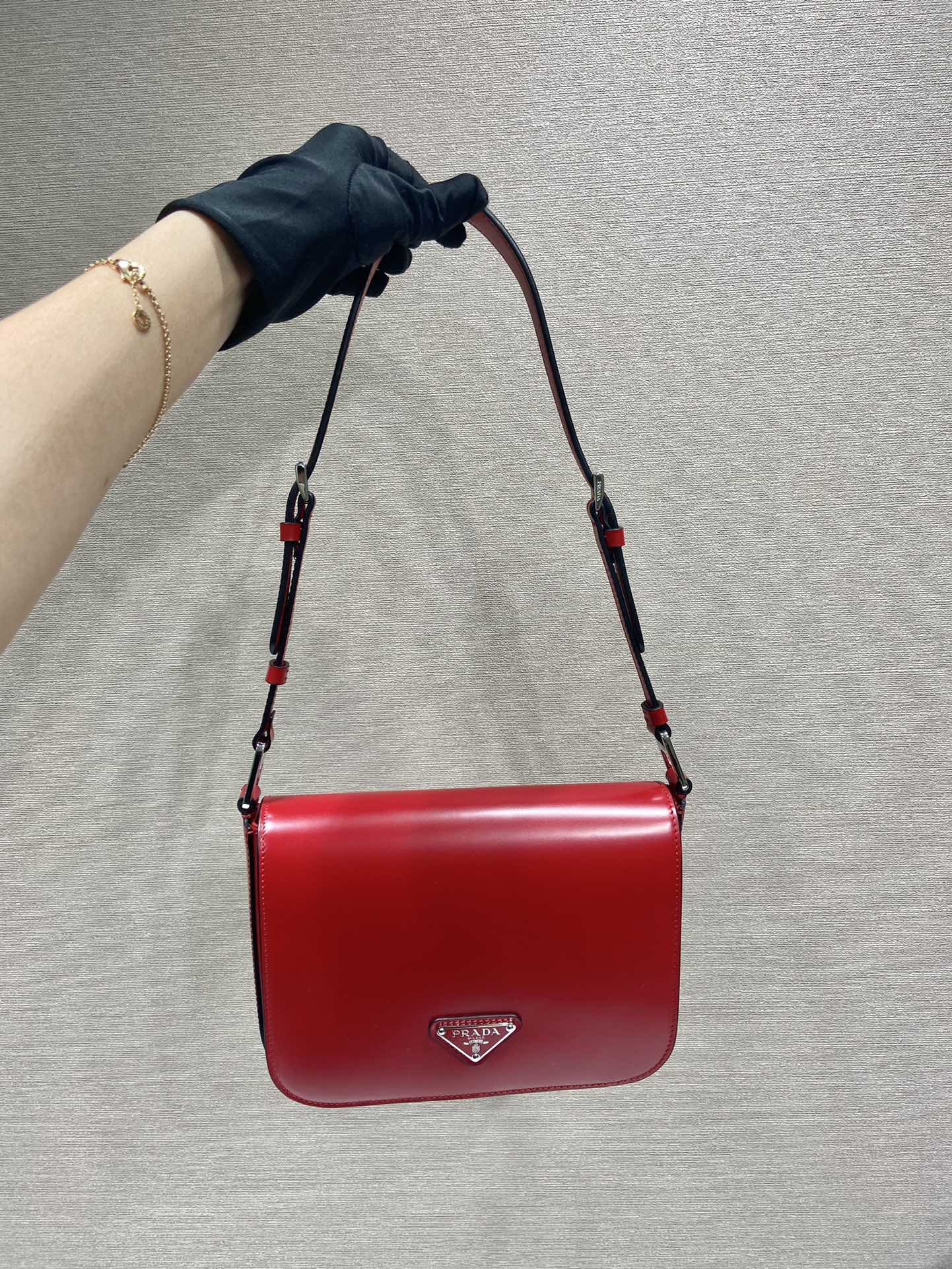 Pra*a brushed leather shoulder bag