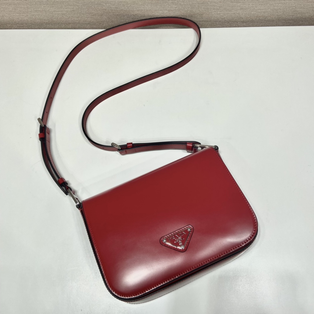 Pra*a brushed leather shoulder bag