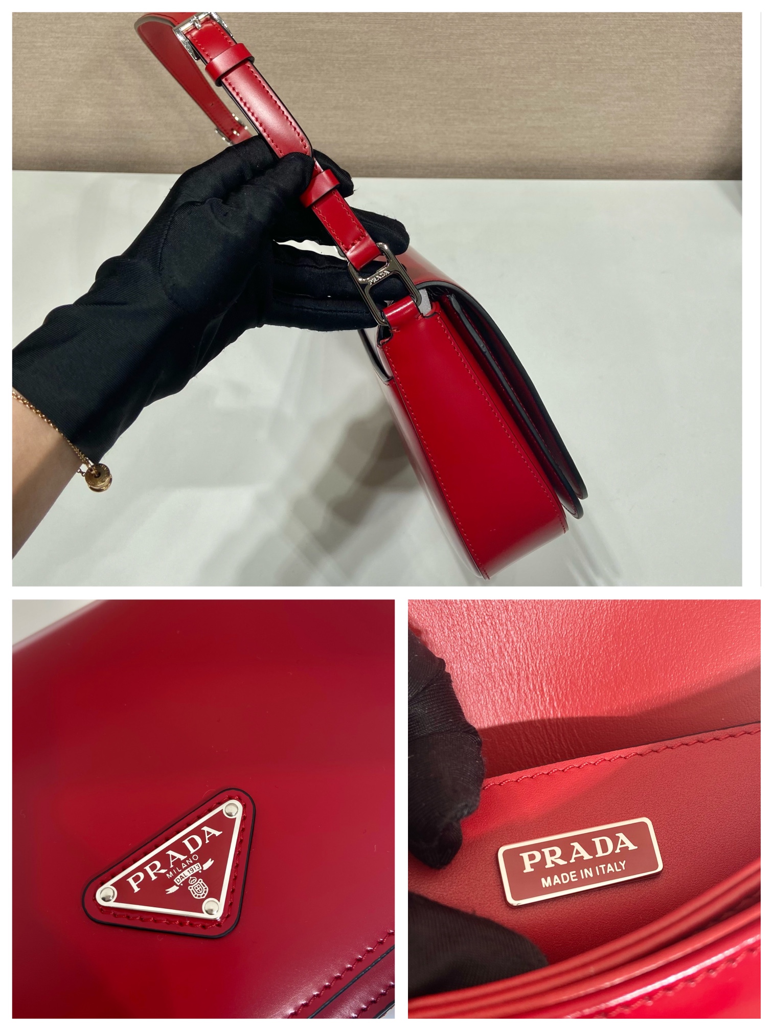 Pra*a brushed leather shoulder bag