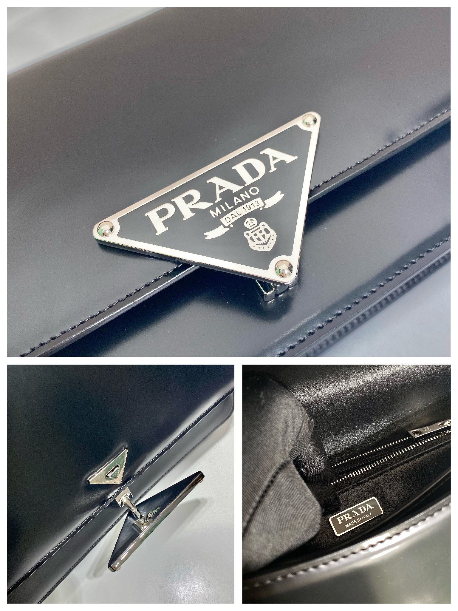 Pra*a emblème brushed-leather bag