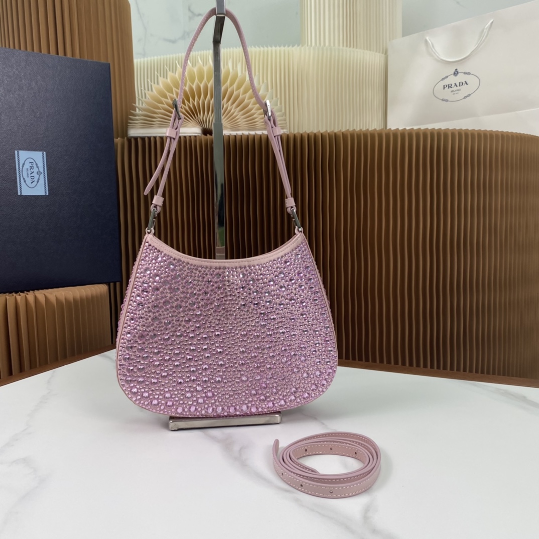 Pra*a cleo satin bag with crystals