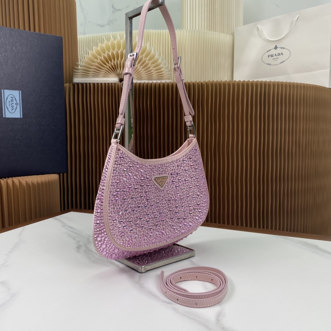 Pra*a cleo satin bag with crystals