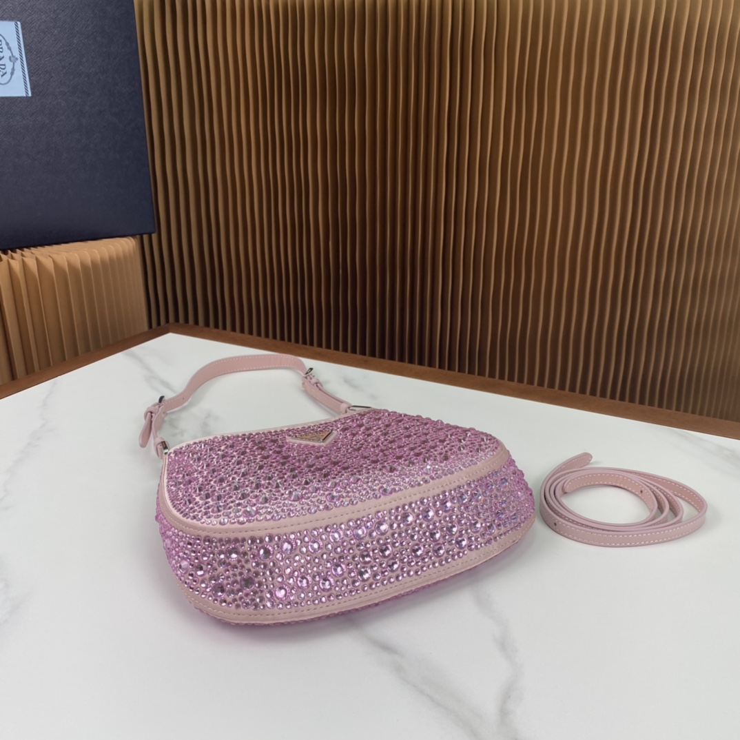 Pra*a cleo satin bag with crystals
