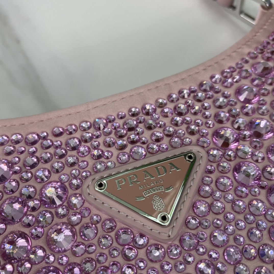 Pra*a cleo satin bag with crystals