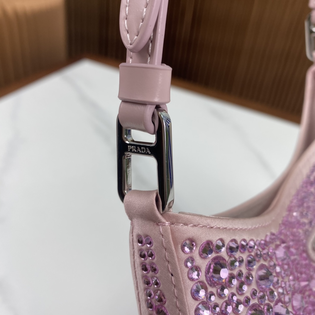 Pra*a cleo satin bag with crystals