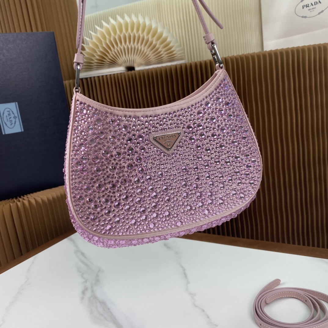 Pra*a cleo satin bag with crystals