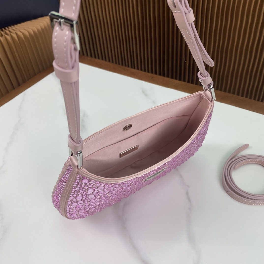 Pra*a cleo satin bag with crystals