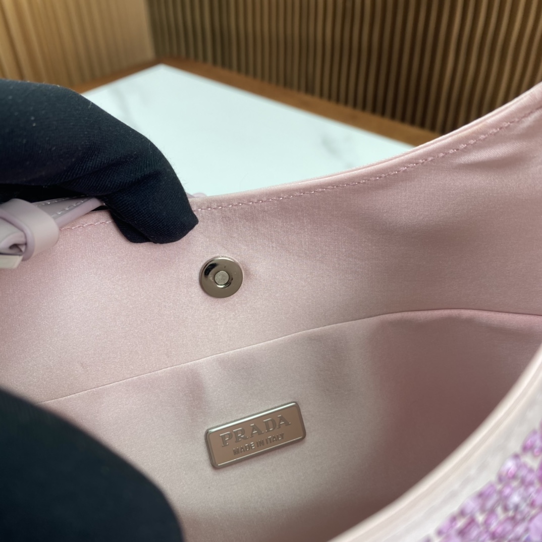 Pra*a cleo satin bag with crystals