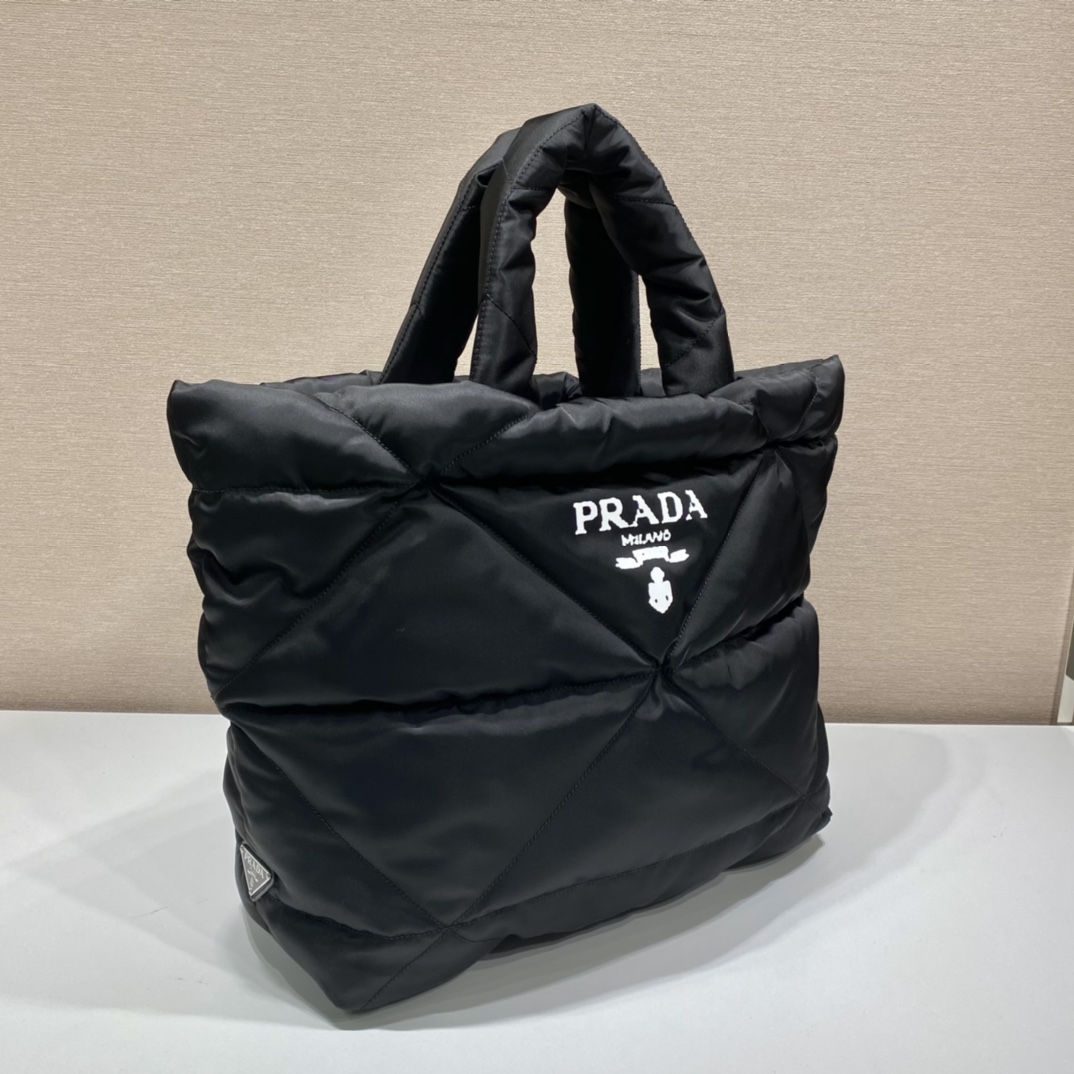 Pra*a black padded nappa tote bag