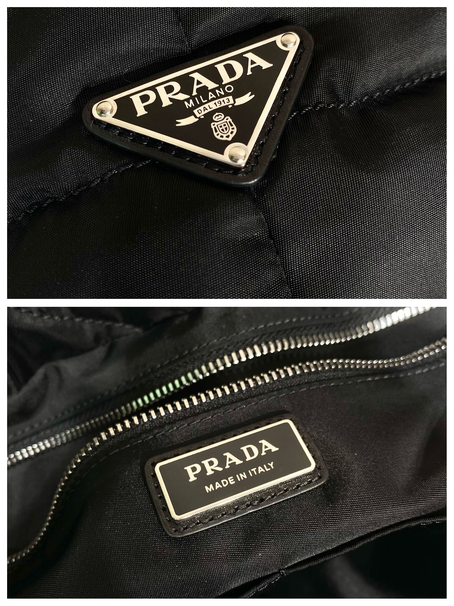 Pra*a black padded nappa tote bag