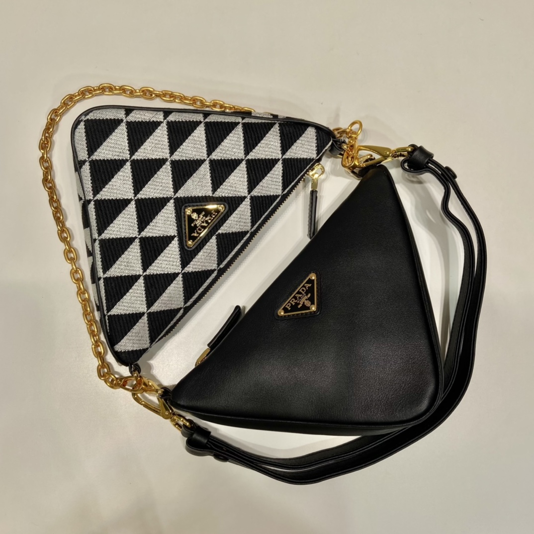 Pra*a symbole leather and fabric mini bag
