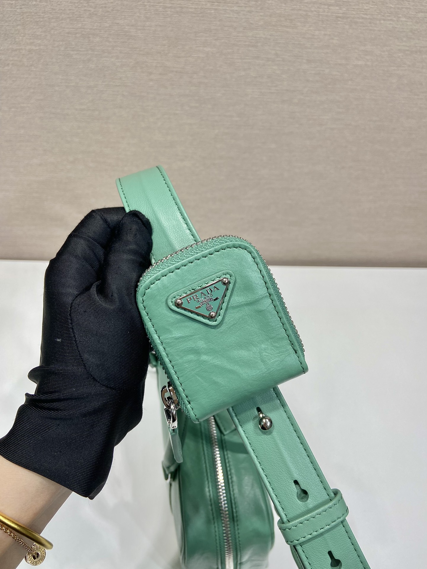 Pra*a antique nappa leather top handle bag