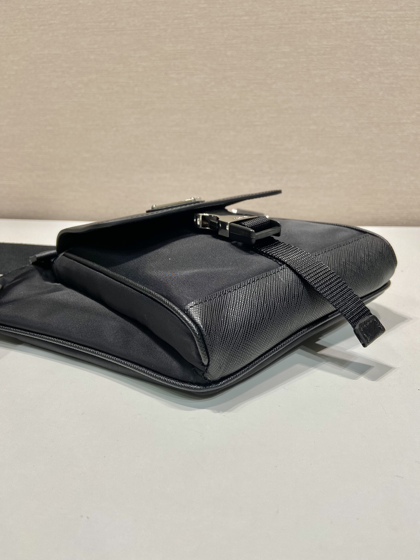 Pra*a re-nylon and saffiano leather shoulder bag