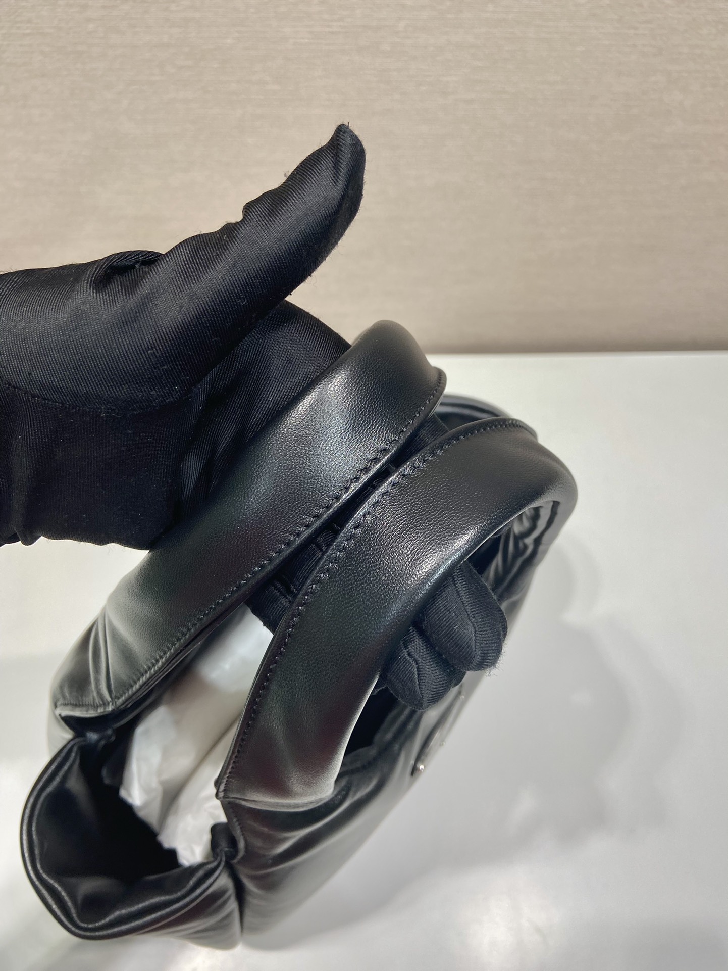 medium padded Pra*a soft nappa leather bag