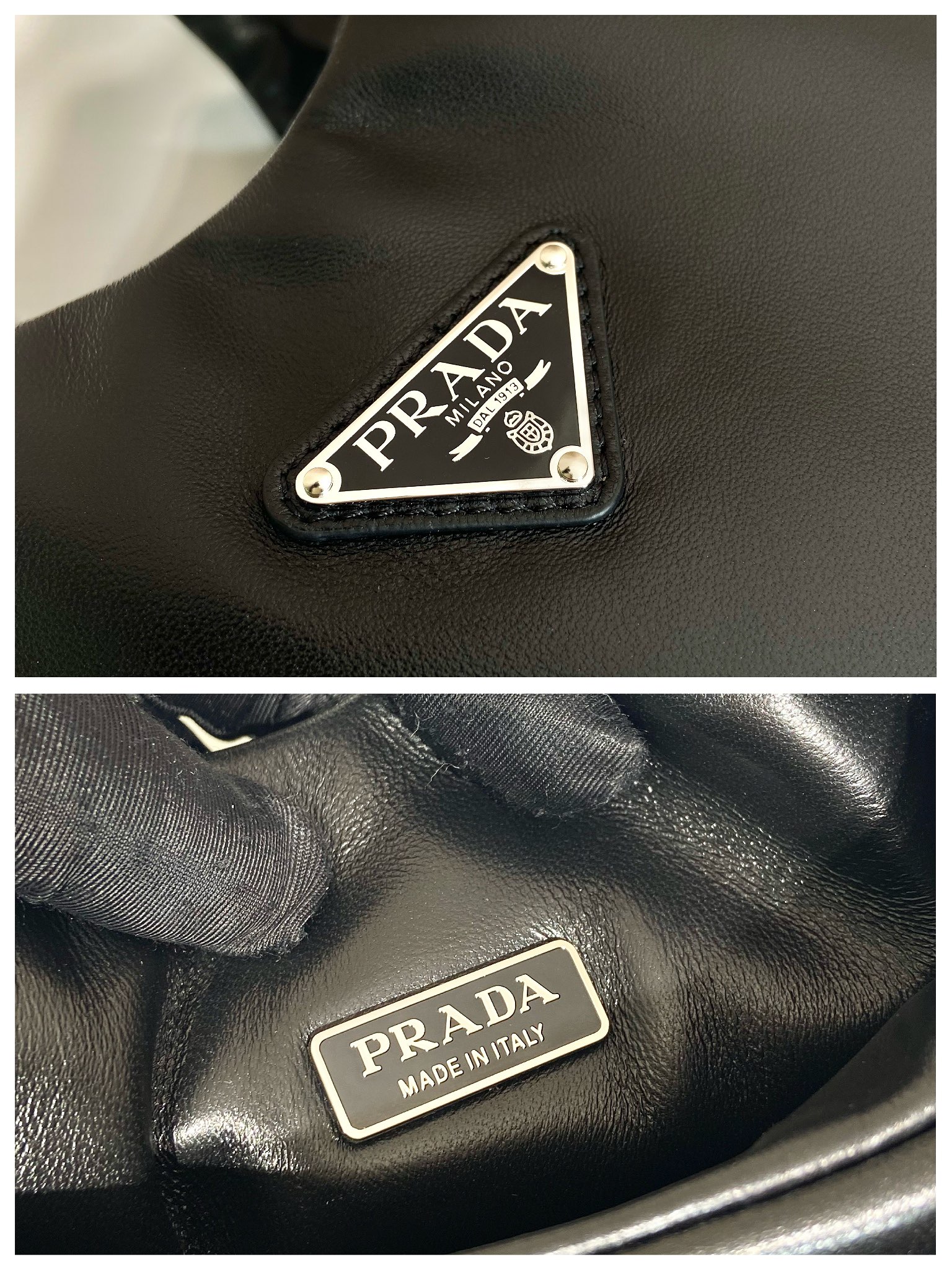 medium padded Pra*a soft nappa leather bag