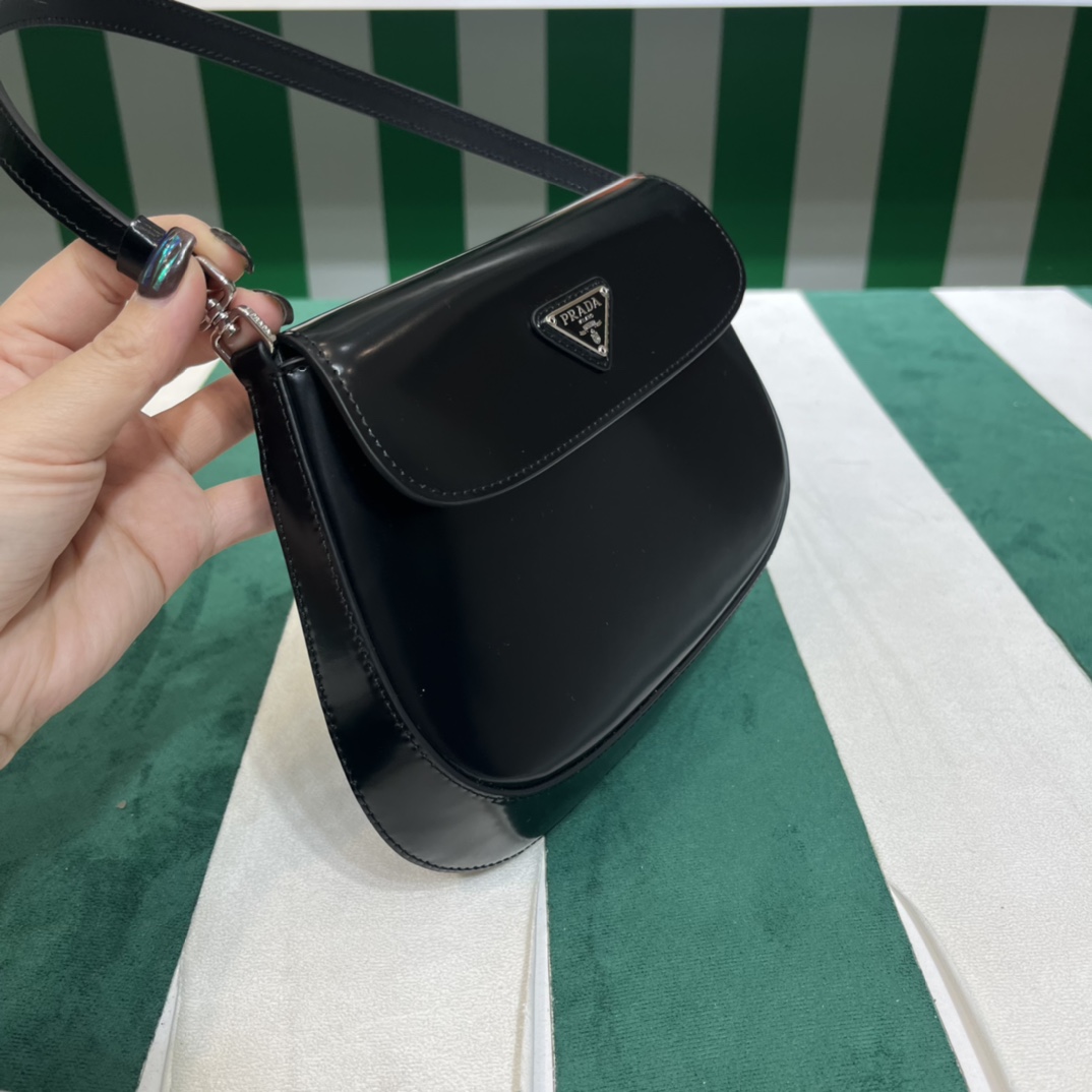 Pra*a cleo brushed leather shoulder bag with flap