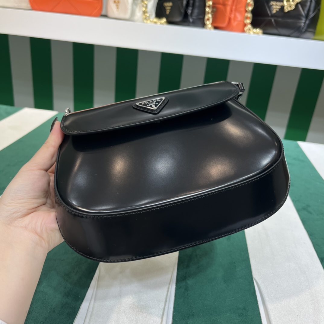 Pra*a cleo brushed leather shoulder bag with flap