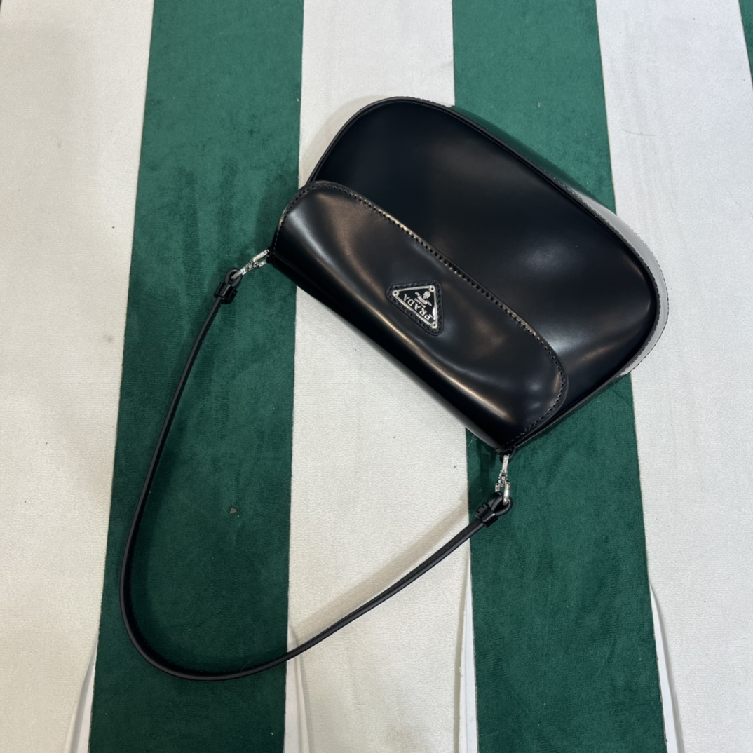 Pra*a cleo brushed leather shoulder bag with flap