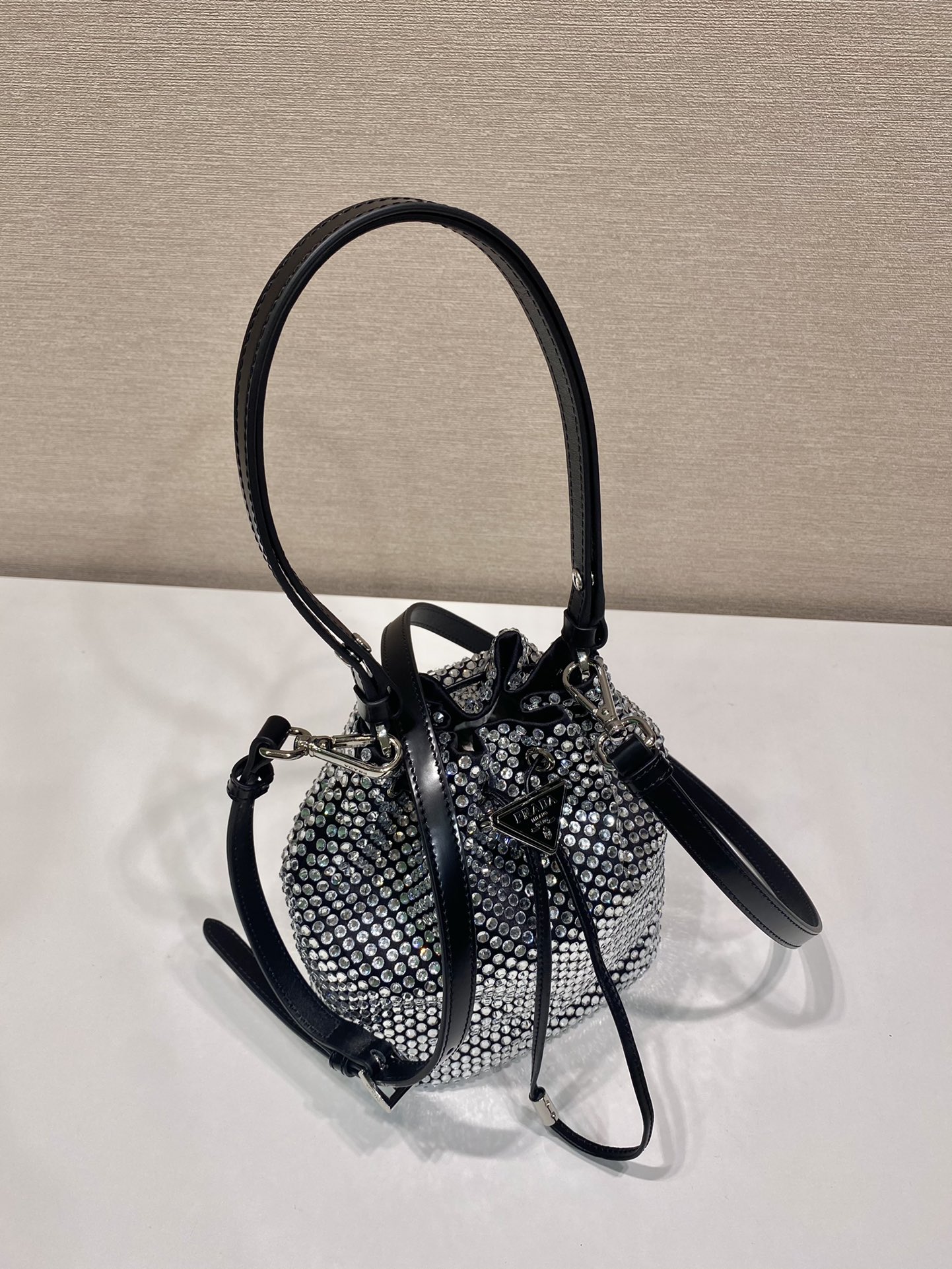 Pra*a satin mini-bag with crystals