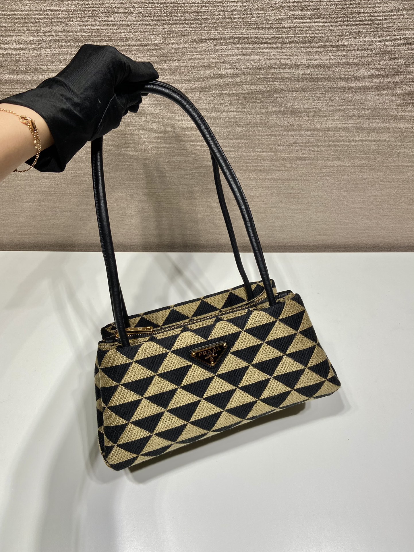 Pra*a small embroidered fabric Pra*a symbole bag