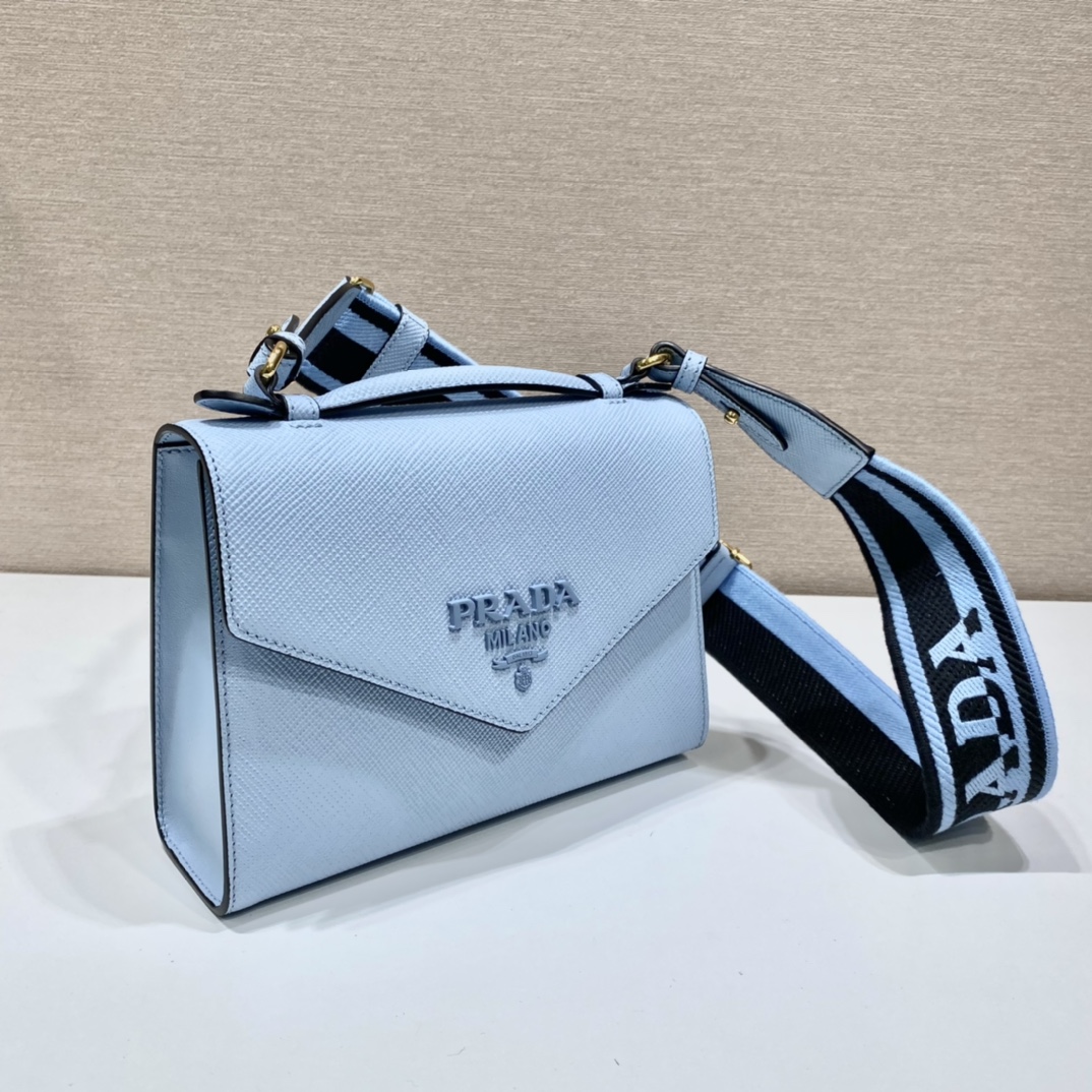 Pra*a monochrome saffiano and leather bag