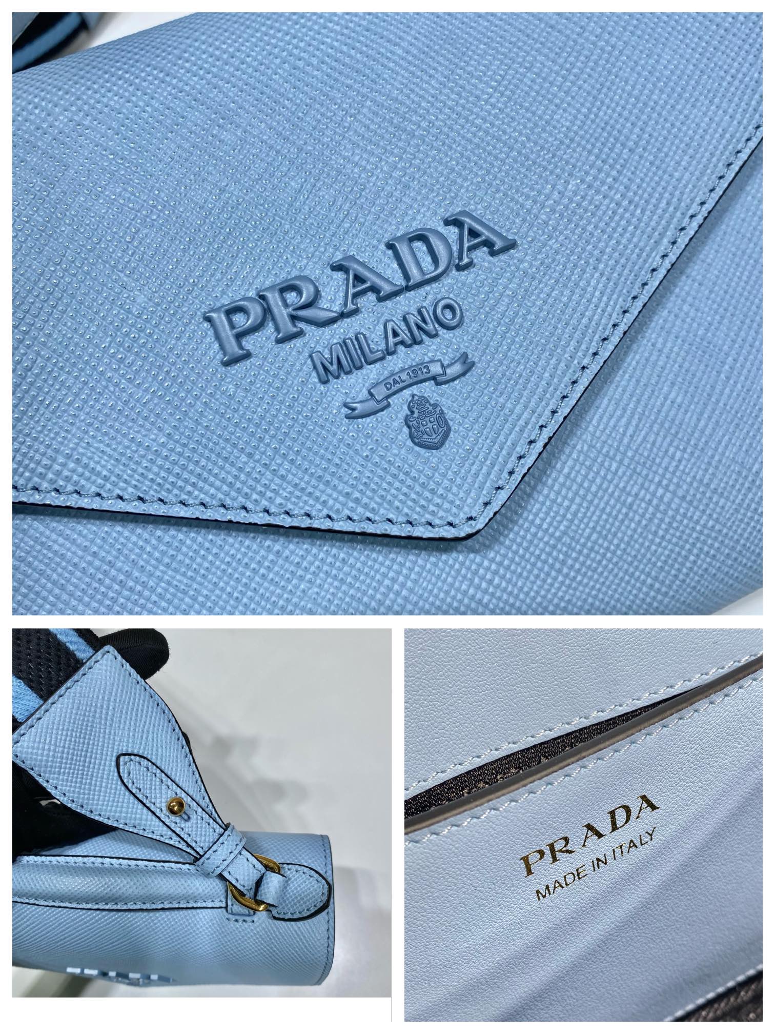 Pra*a monochrome saffiano and leather bag
