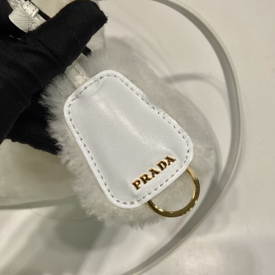 Pra*a galleria saffiano shearling top-handle bag