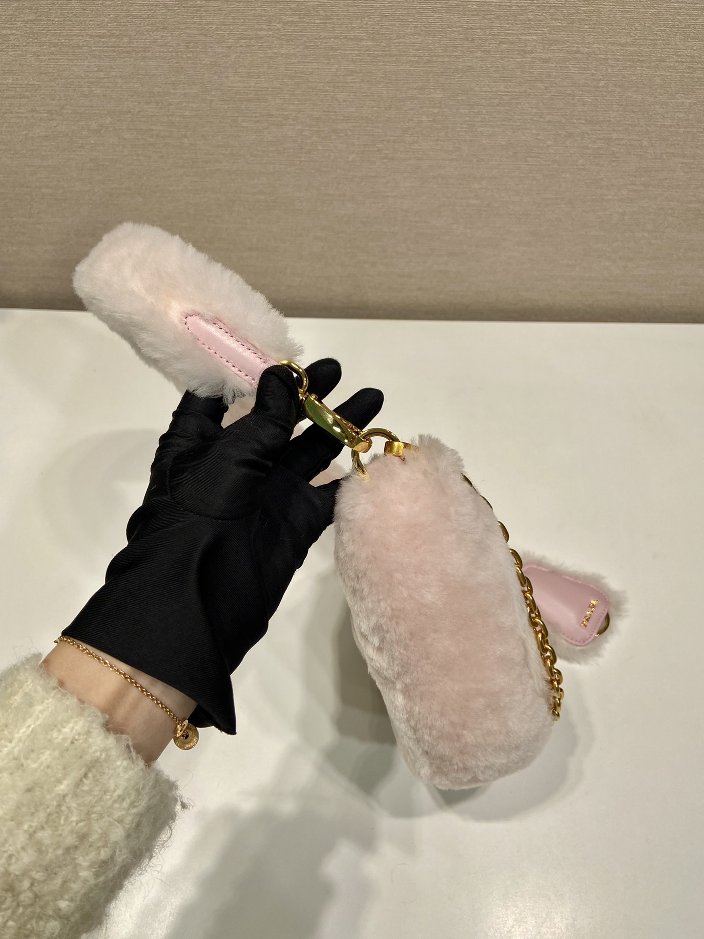 Pra*a shearling mini-bag