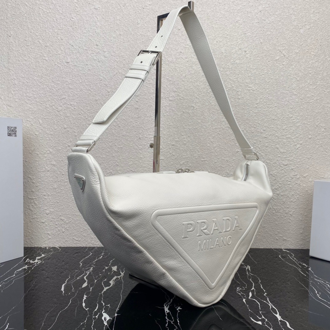 large leather Pra*a triangle bag